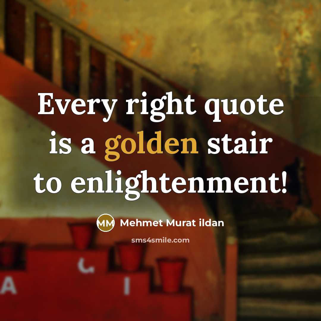 “Every right quote is a golden stair to enlightenment!…” quote by Mehmet Murat Ildan