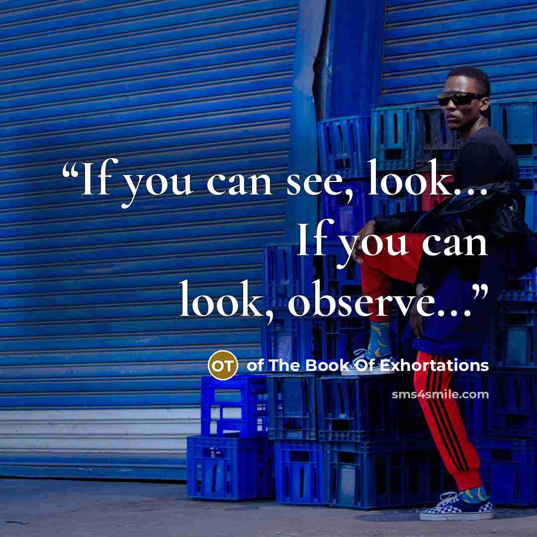 “If you can see, look... If you can look, observe...” quote by of The Book Of Exhortations