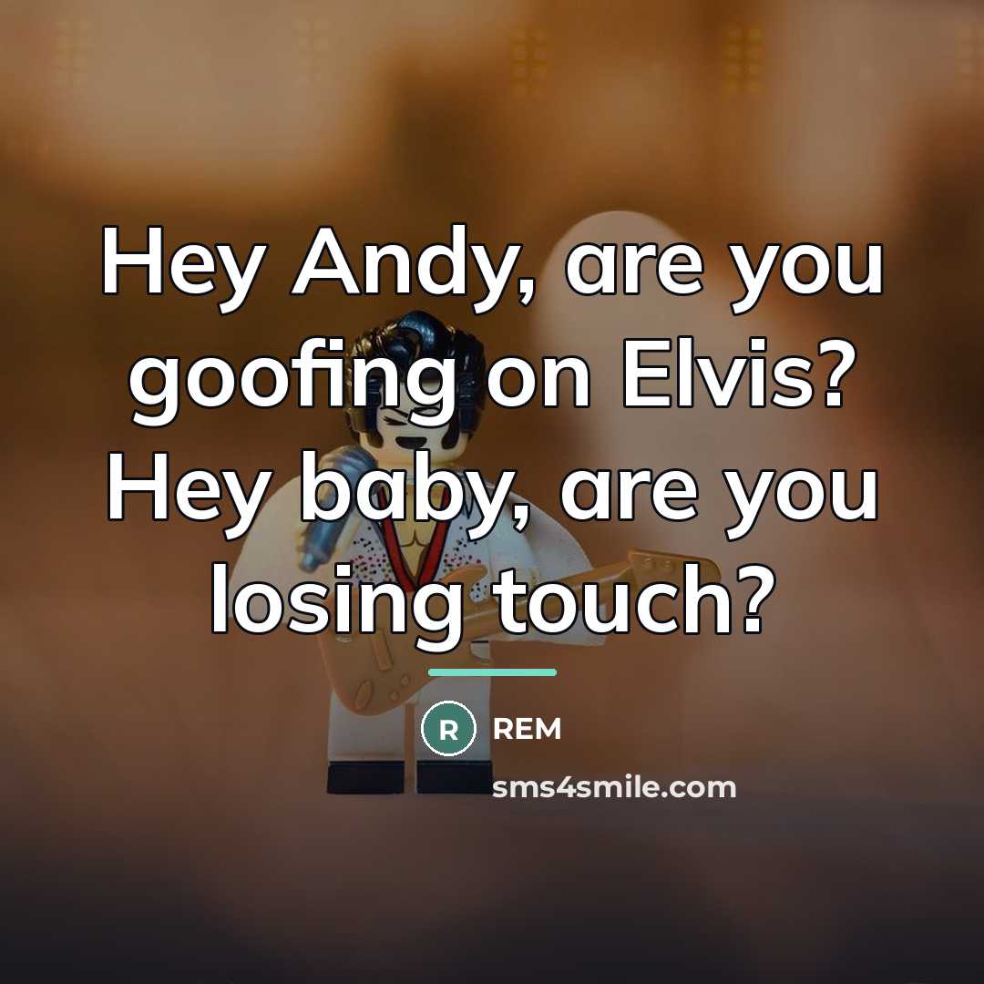 “Hey Andy, are you goofing on Elvis? Hey baby, are…” quote by REM