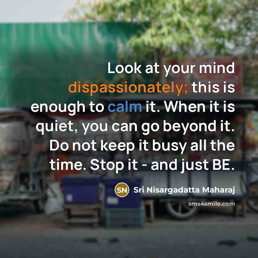 “Look at your mind dispassionately; this is enough to calm…” quote by Sri Nisargadatta Maharaj