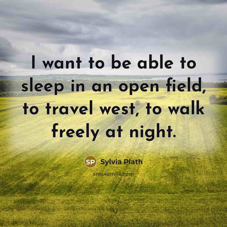 “I want to be able to sleep in an open…” quote by Sylvia Plath