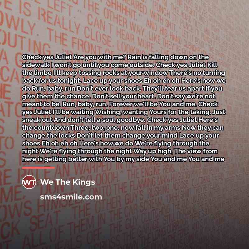 “Check yes Juliet Are you with me? Rain is falling…” quote by We The Kings