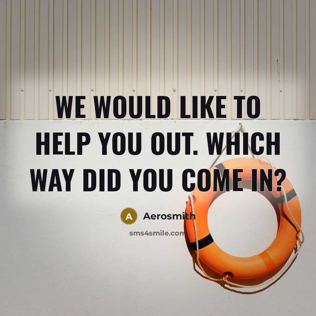 “We would like to help you out. Which way did…” quote by Aerosmith