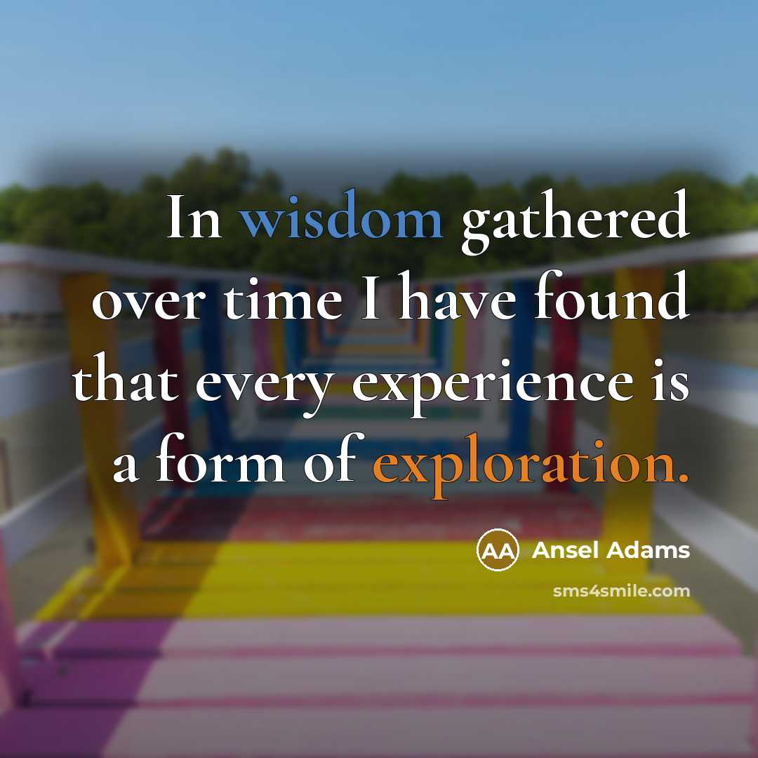 “In wisdom gathered over time I have found that every…” quote by Ansel Adams