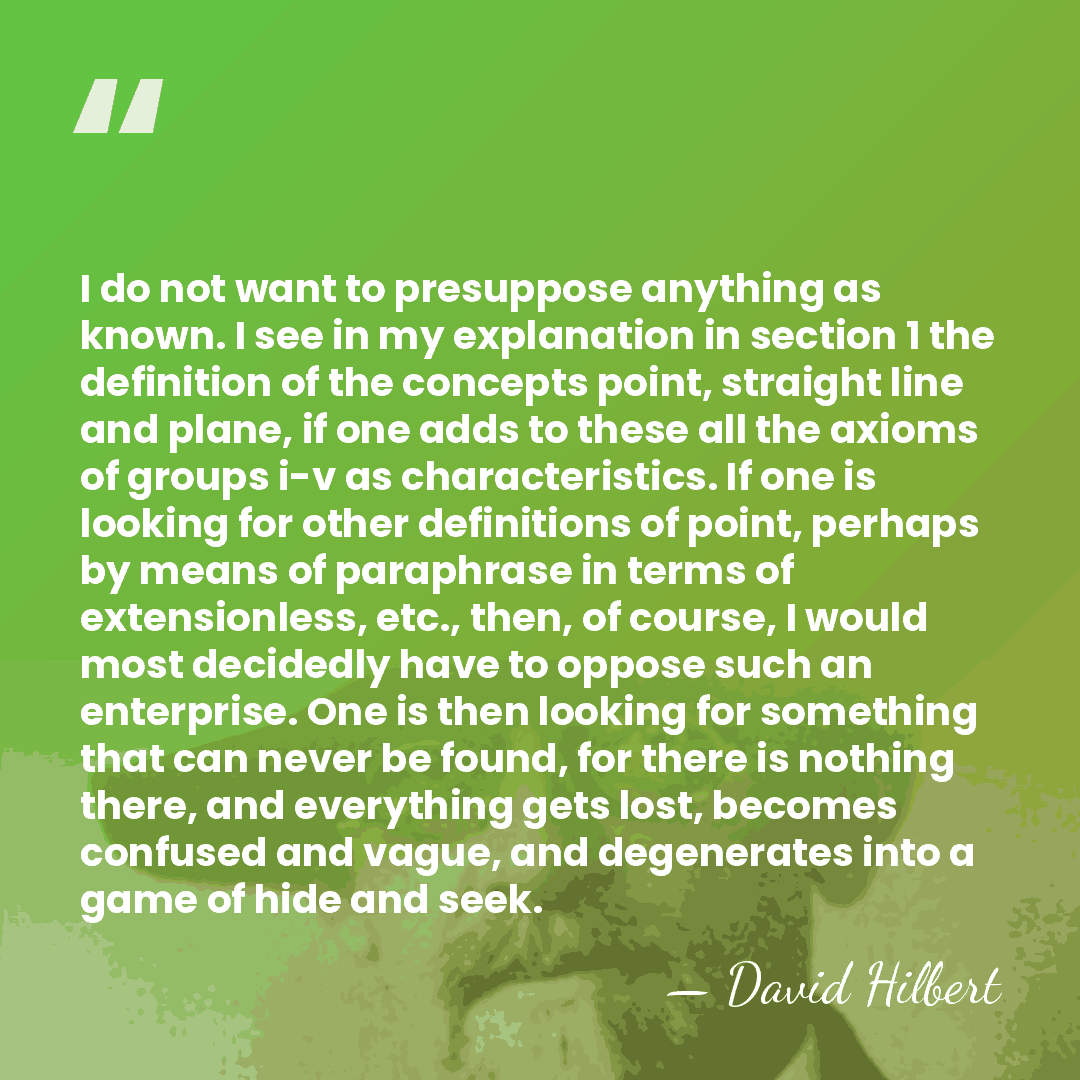 I do not want to presuppose anything as known. I see in&hellip; - David Hilbert