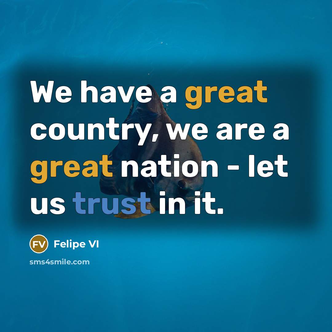 “We have a great country, we are a great nation…” quote by Felipe VI