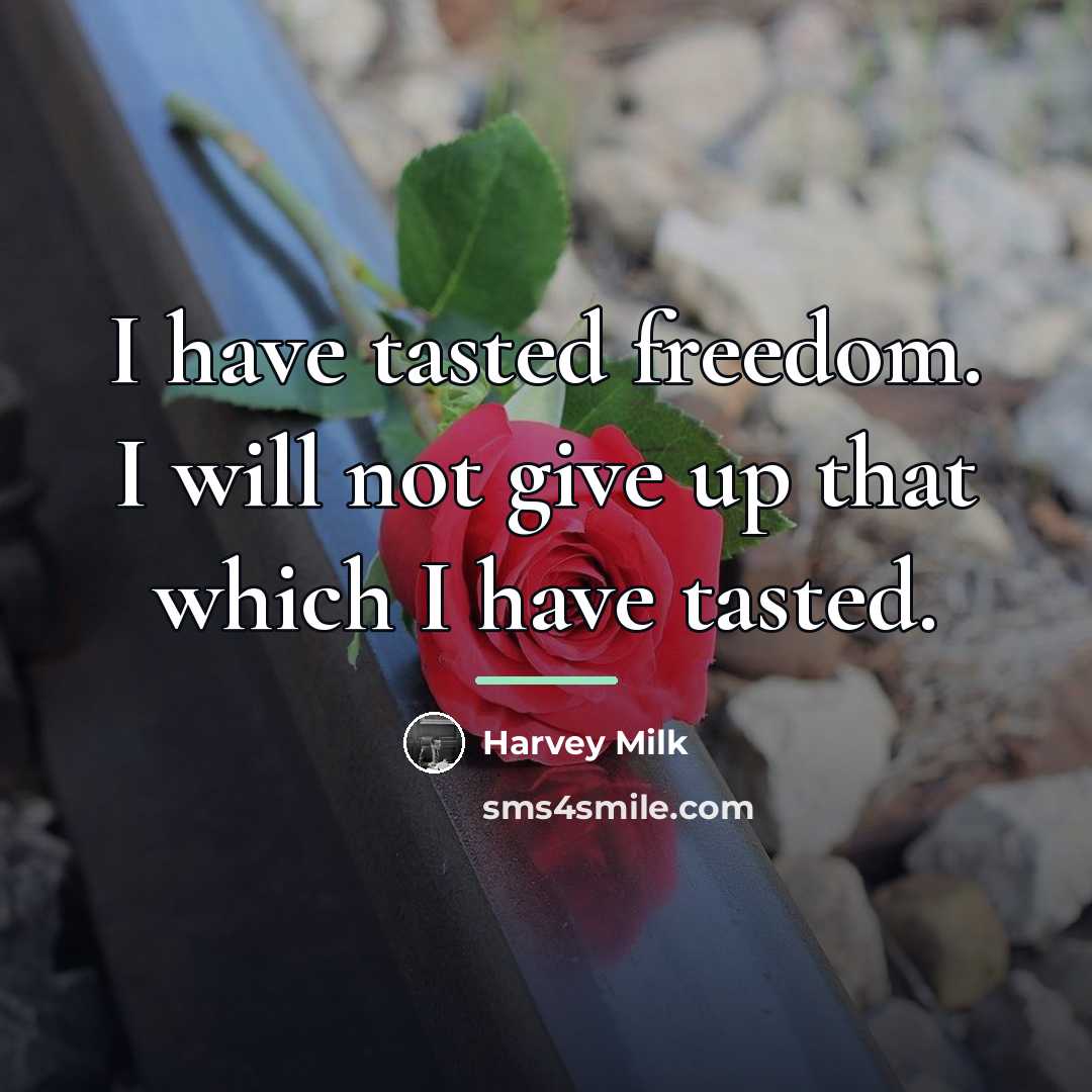 “I have tasted freedom. I will not give up that…” quote by Harvey Milk