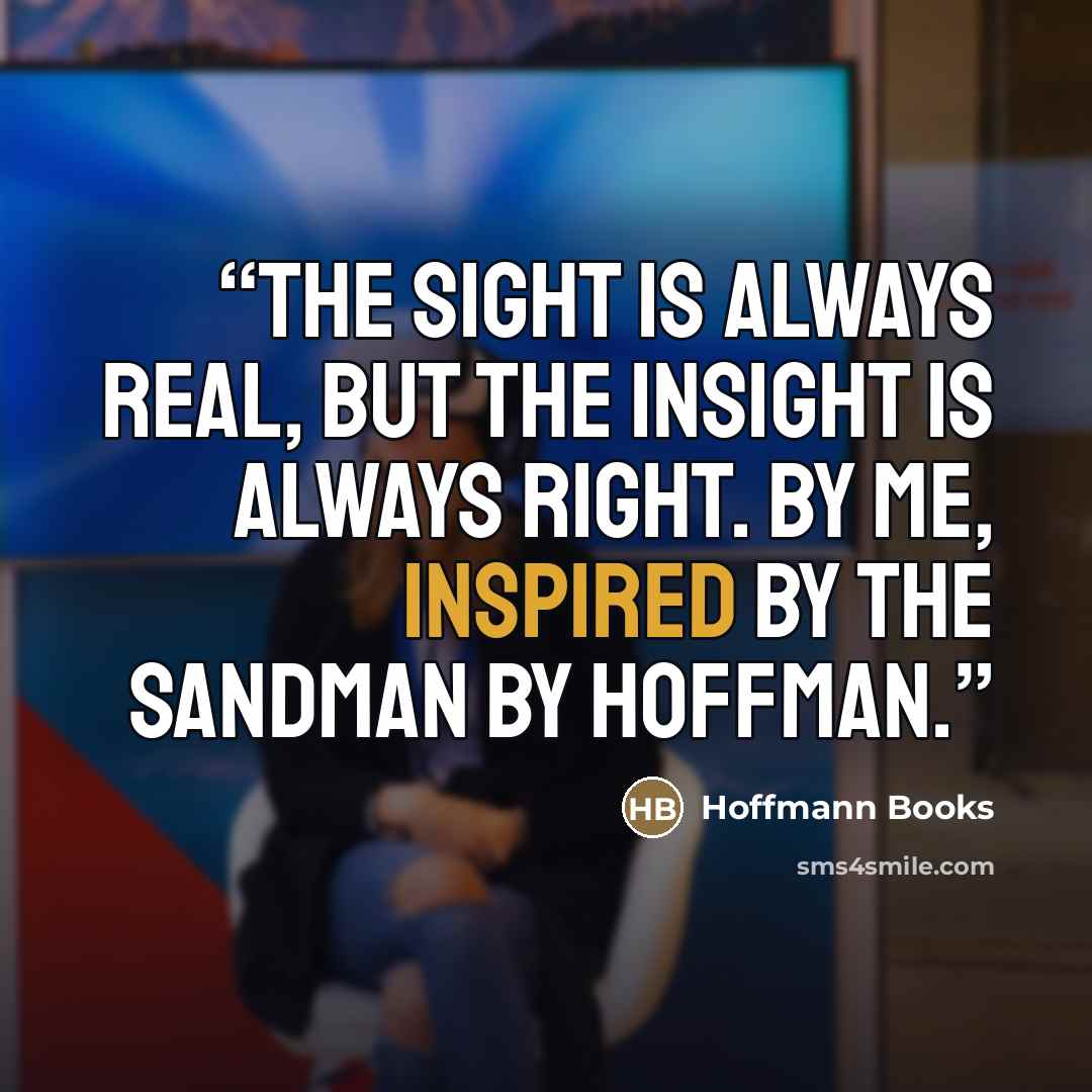 “The sight is always real, but the insight is always right. by me, inspired by the Sandman by Hoffman.” quote by Hoffmann Books