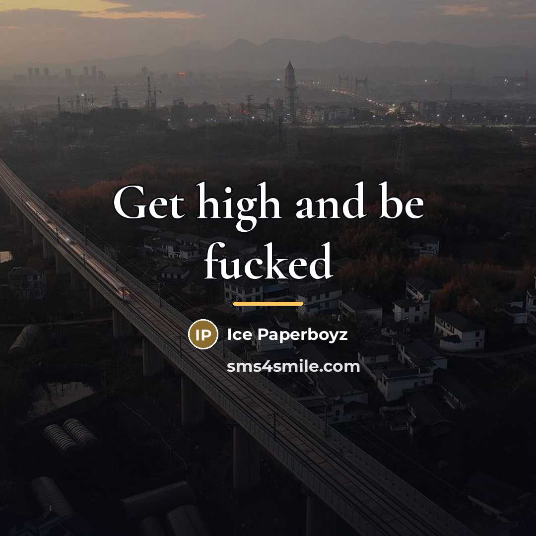 “Get high and be fucked…” quote by Ice Paperboyz