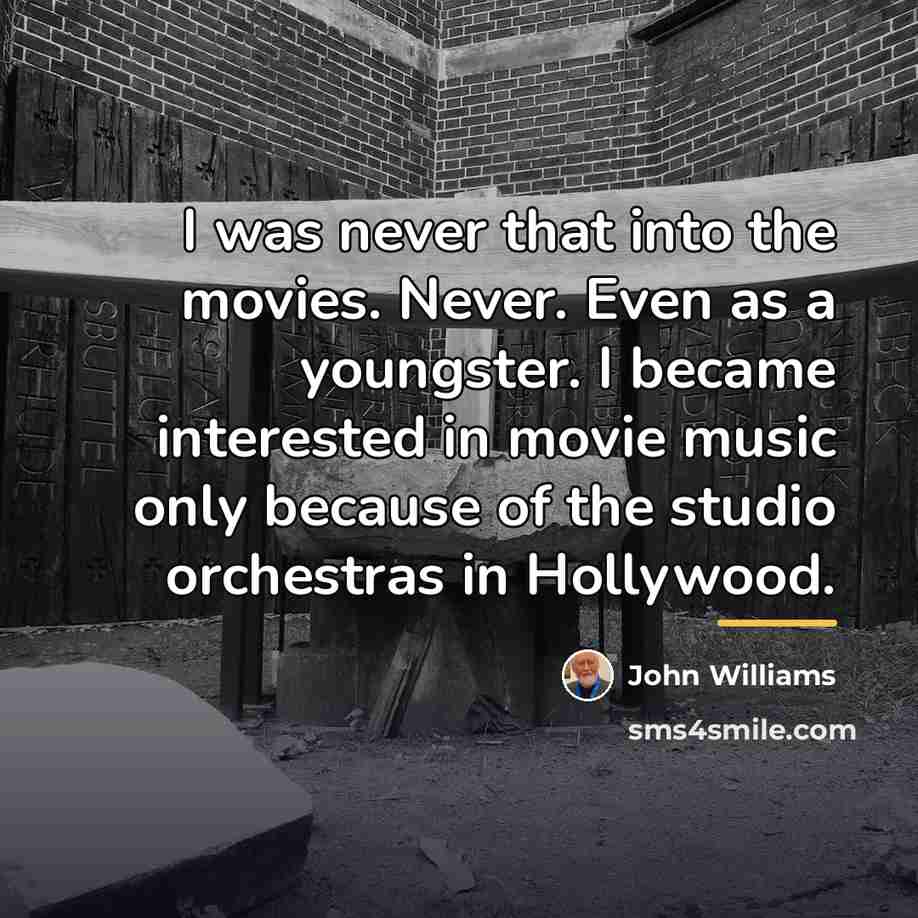 “I was never that into the movies. Never. Even as…” quote by John Williams