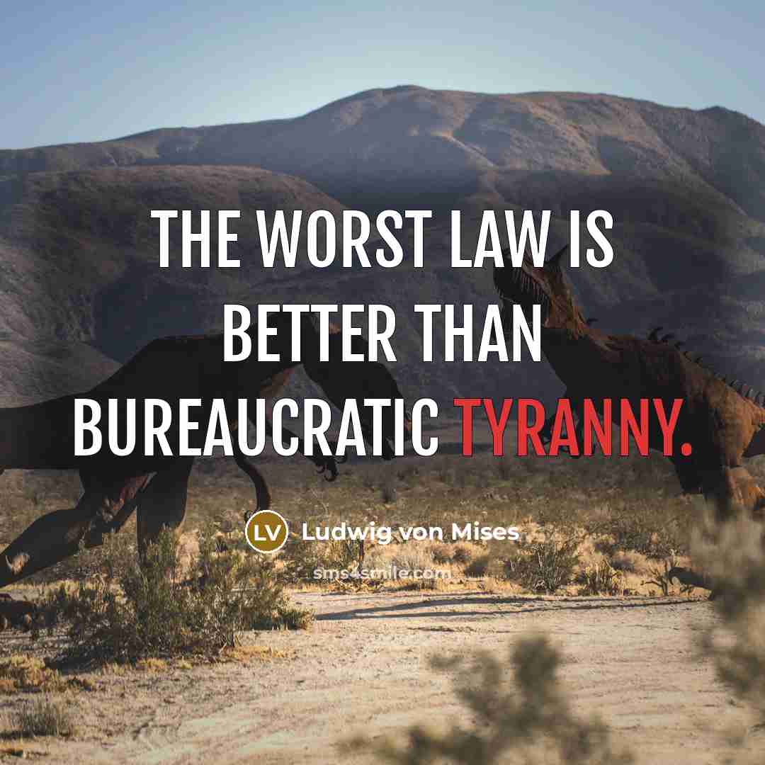 “The worst law is better than bureaucratic tyranny.…” quote by Ludwig von Mises