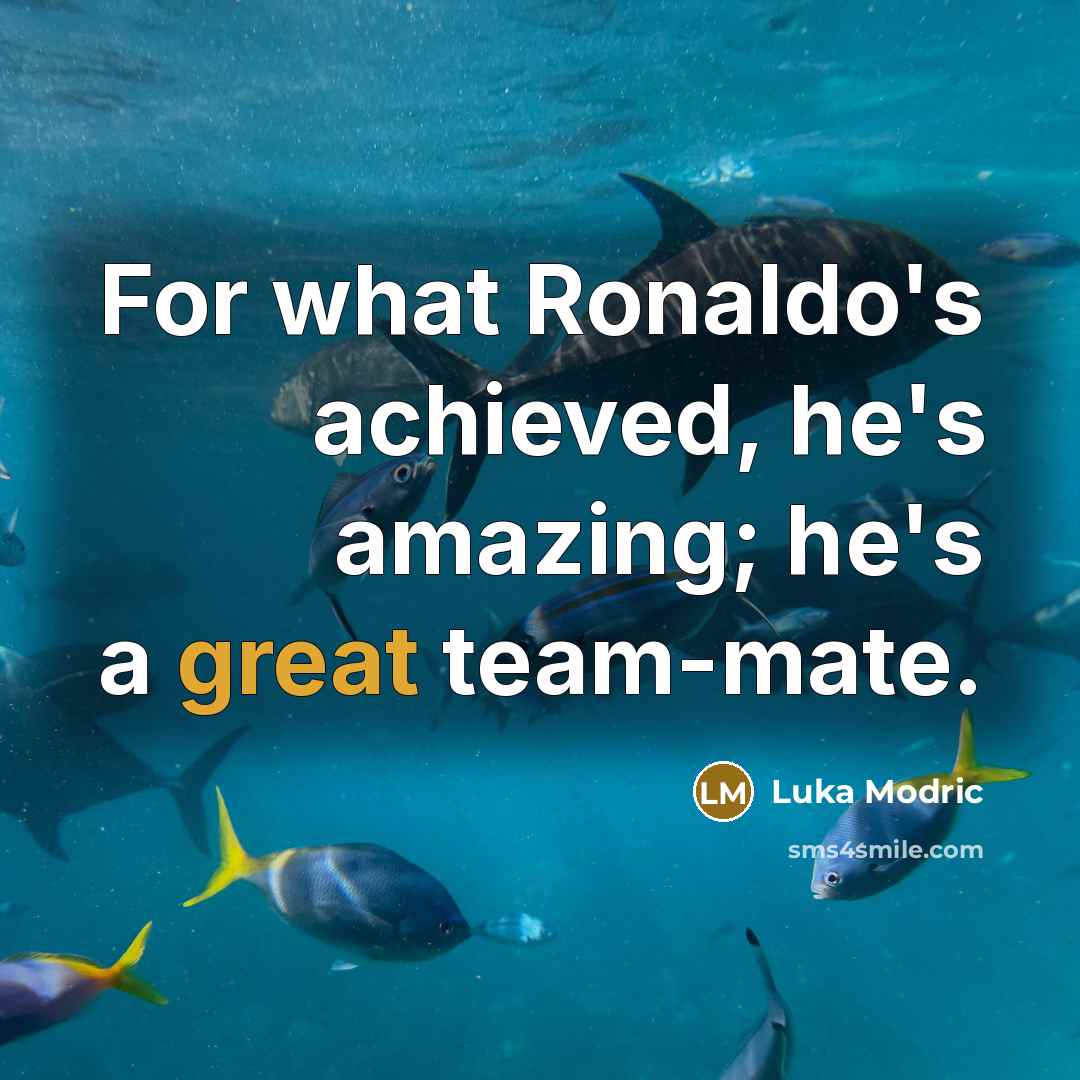 “For what Ronaldo's achieved, he's amazing; he's a great team-mate.…” quote by Luka Modric