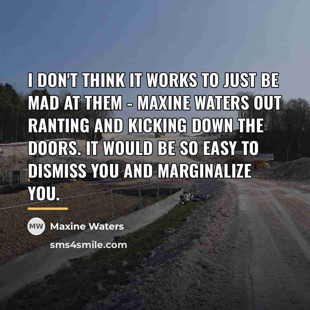 “I don't think it works to just be mad at…” quote by Maxine Waters