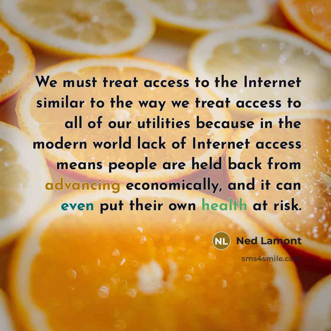“We must treat access to the Internet similar to the…” quote by Ned Lamont
