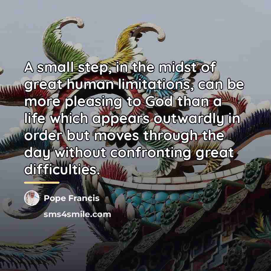 “A small step, in the midst of great human limitations,…” quote by Pope Francis