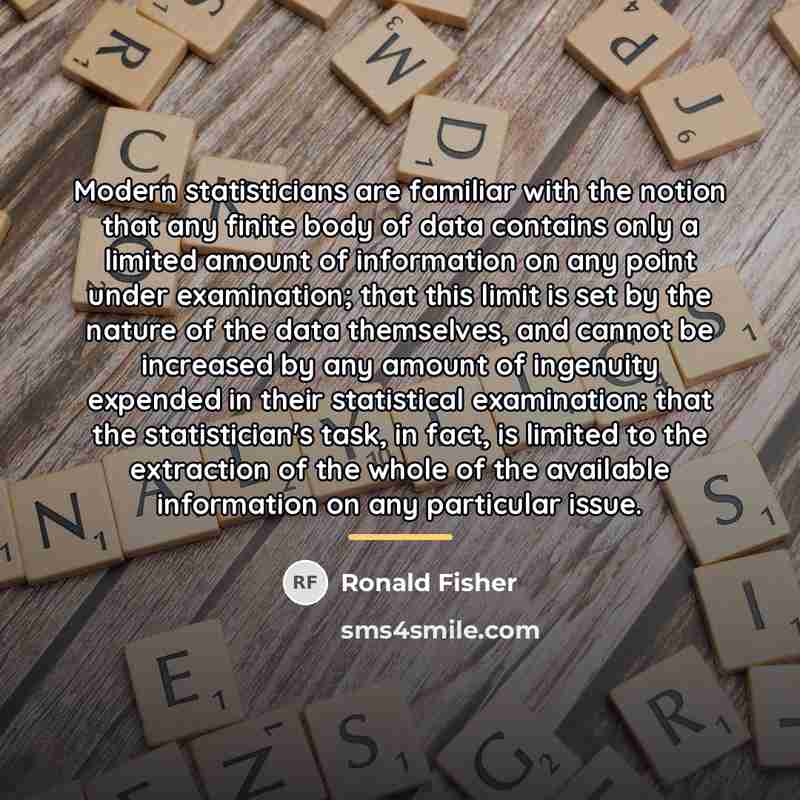 “Modern statisticians are familiar with the notion that any finite…” quote by Ronald Fisher