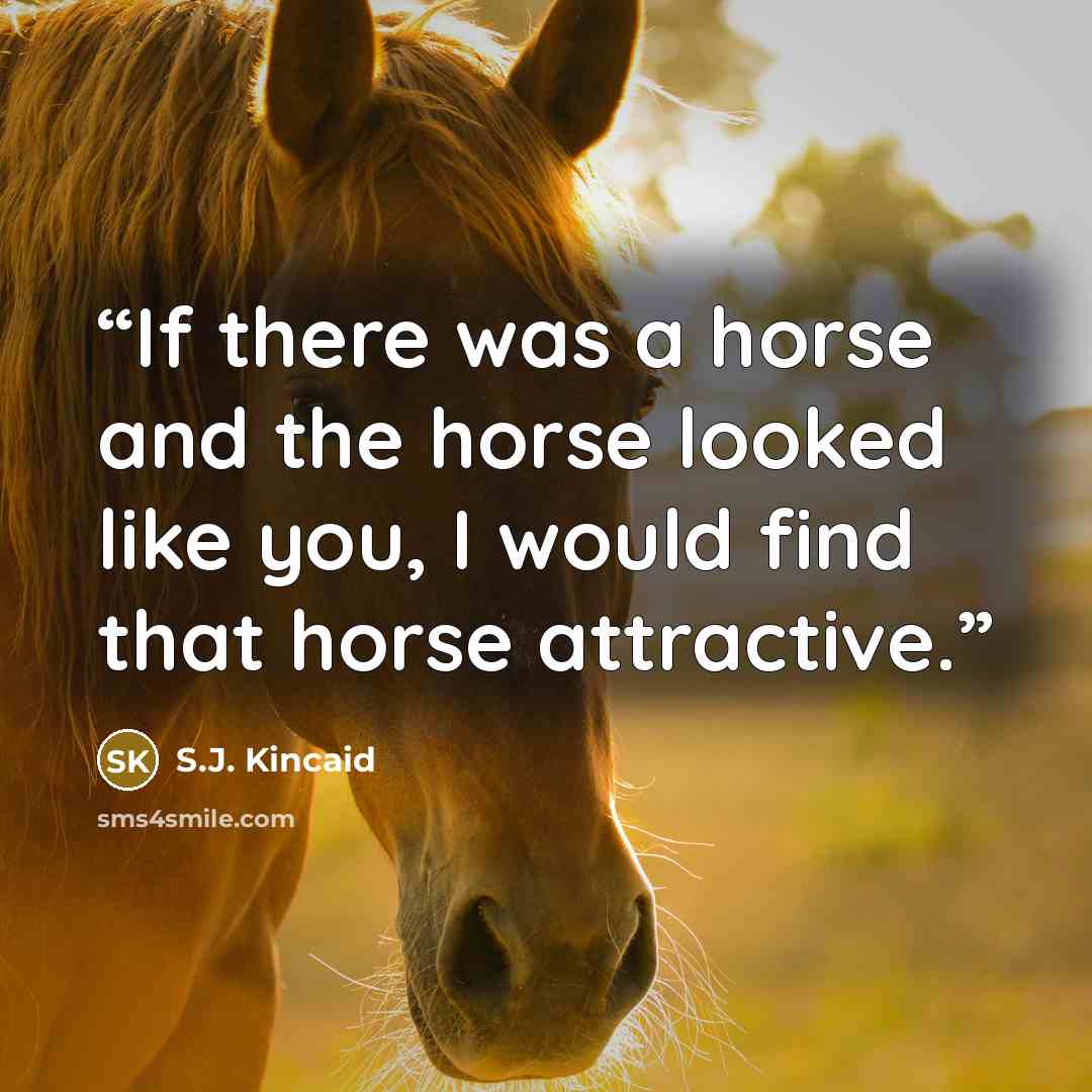 “If there was a horse and the horse looked like you, I would find that horse attractive.” quote by S.J. Kincaid