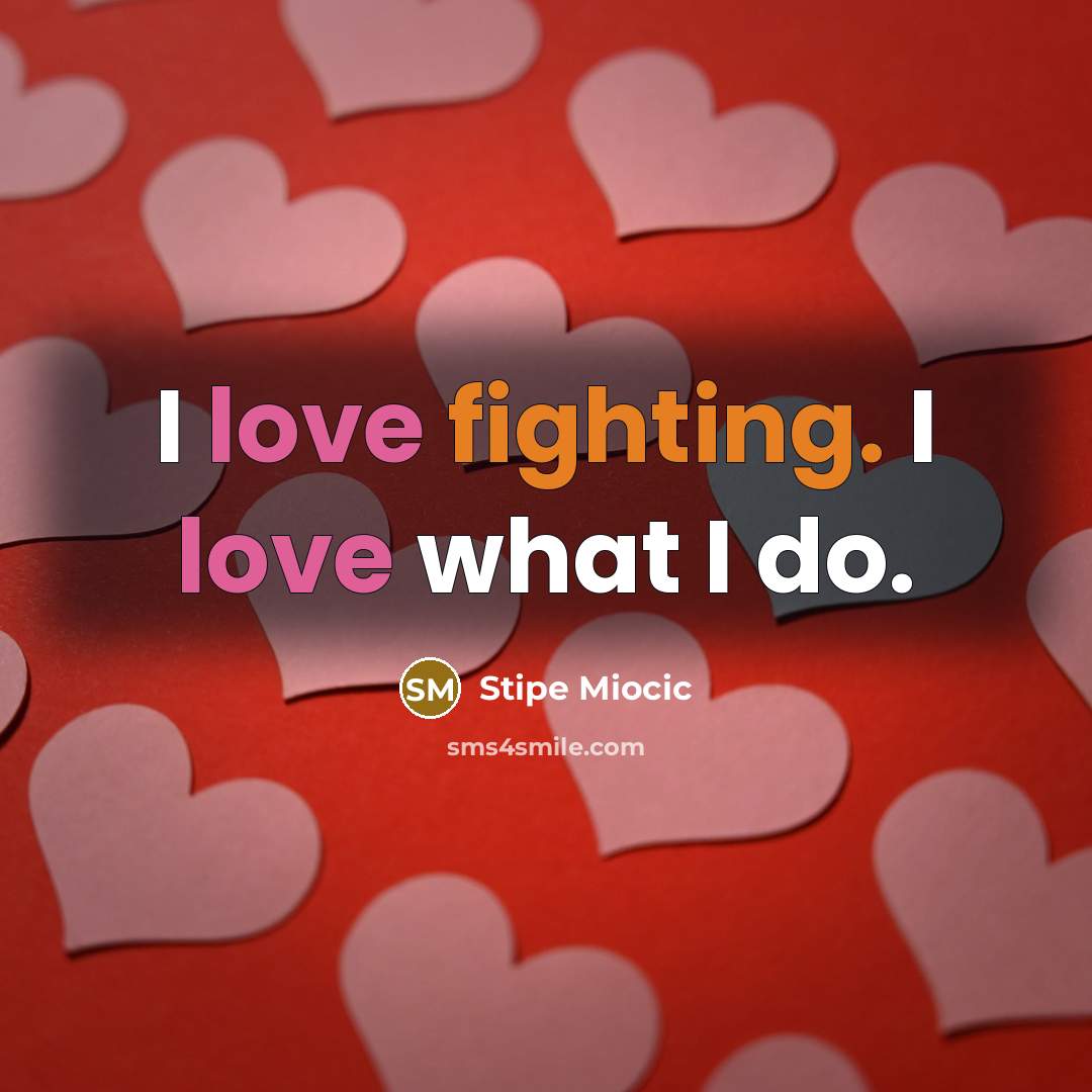 “I love fighting. I love what I do.…” quote by Stipe Miocic