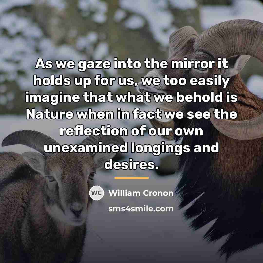 “As we gaze into the mirror it holds up for…” quote by William Cronon
