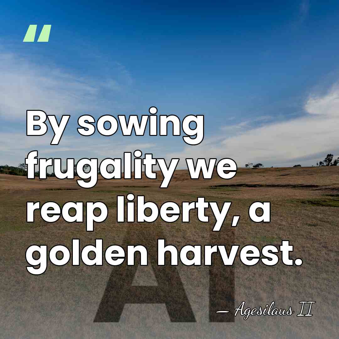 By sowing frugality we reap liberty, a golden harvest. - Agesilaus II
