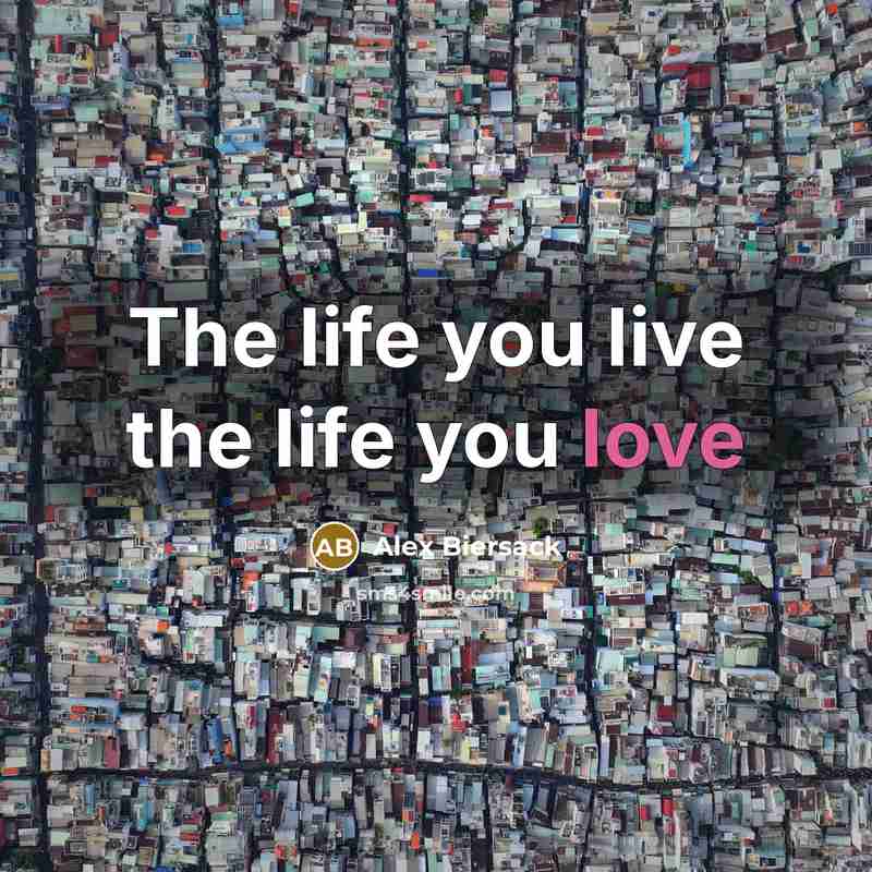 “The life you live the life you love…” quote by Alex Biersack