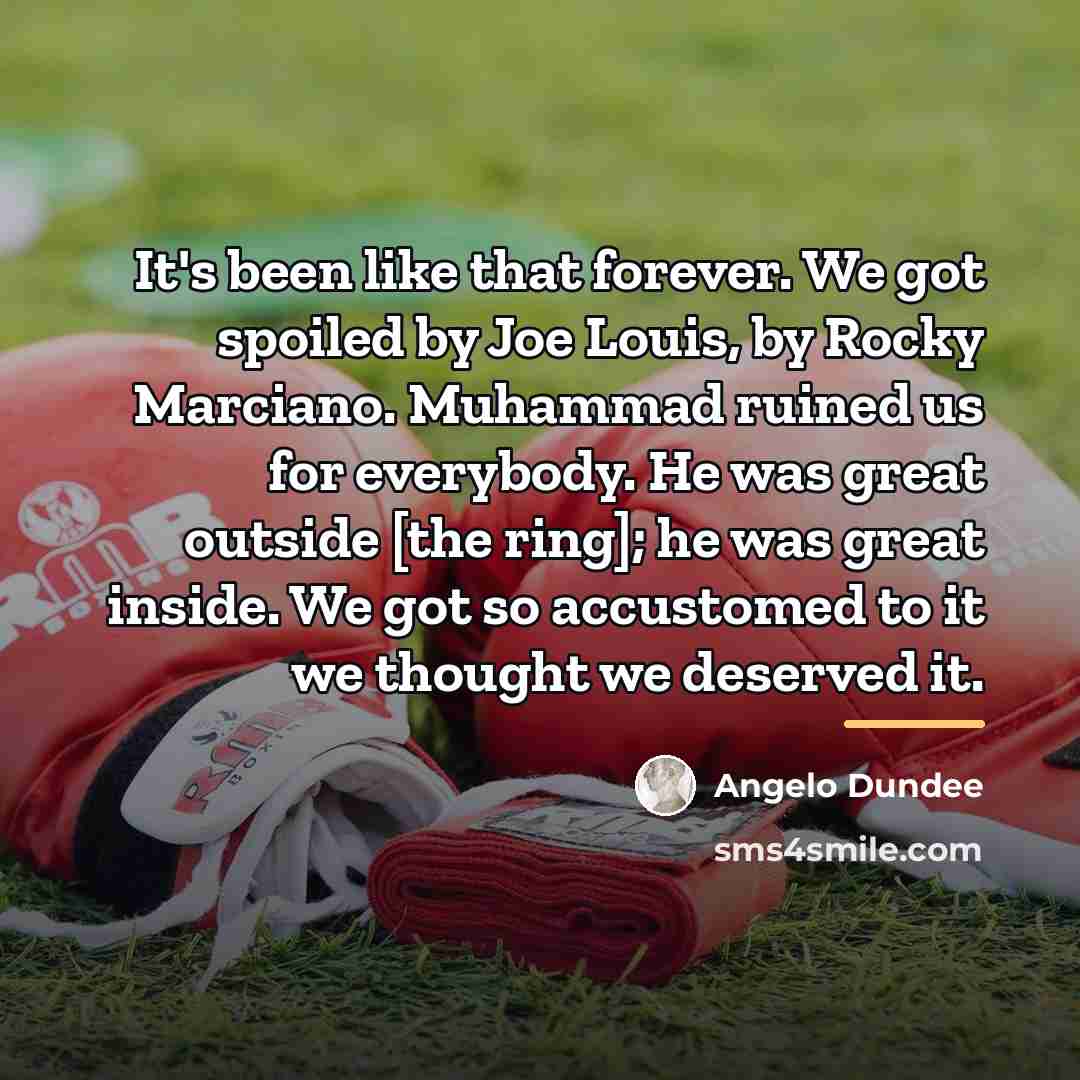 “It's been like that forever. We got spoiled by Joe…” quote by Angelo Dundee