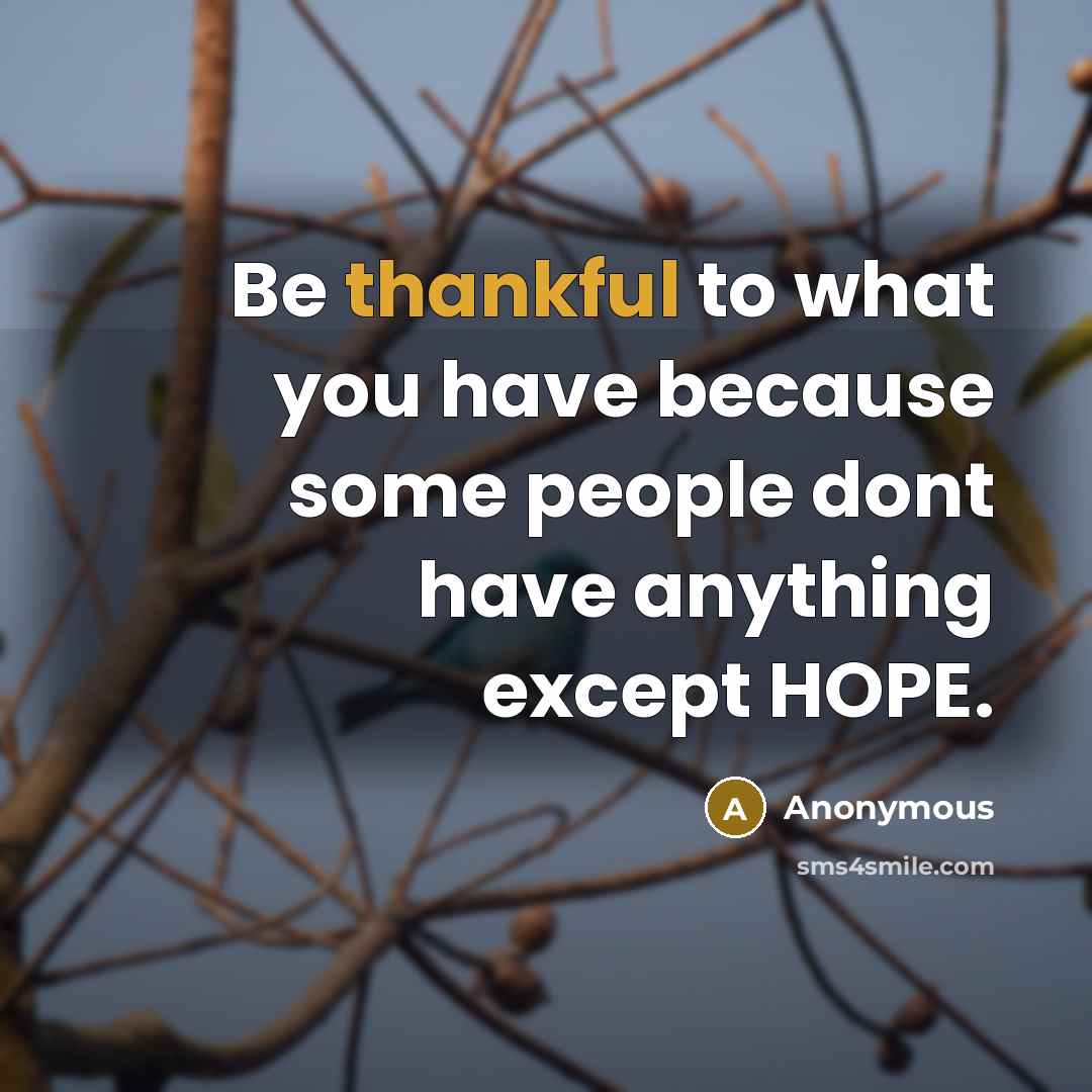 “Be thankful to what you have because some people dont…” quote by Anonymous