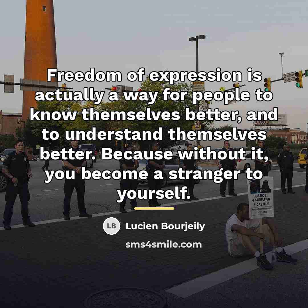 “Freedom of expression is actually a way for people to…” quote by Lucien Bourjeily