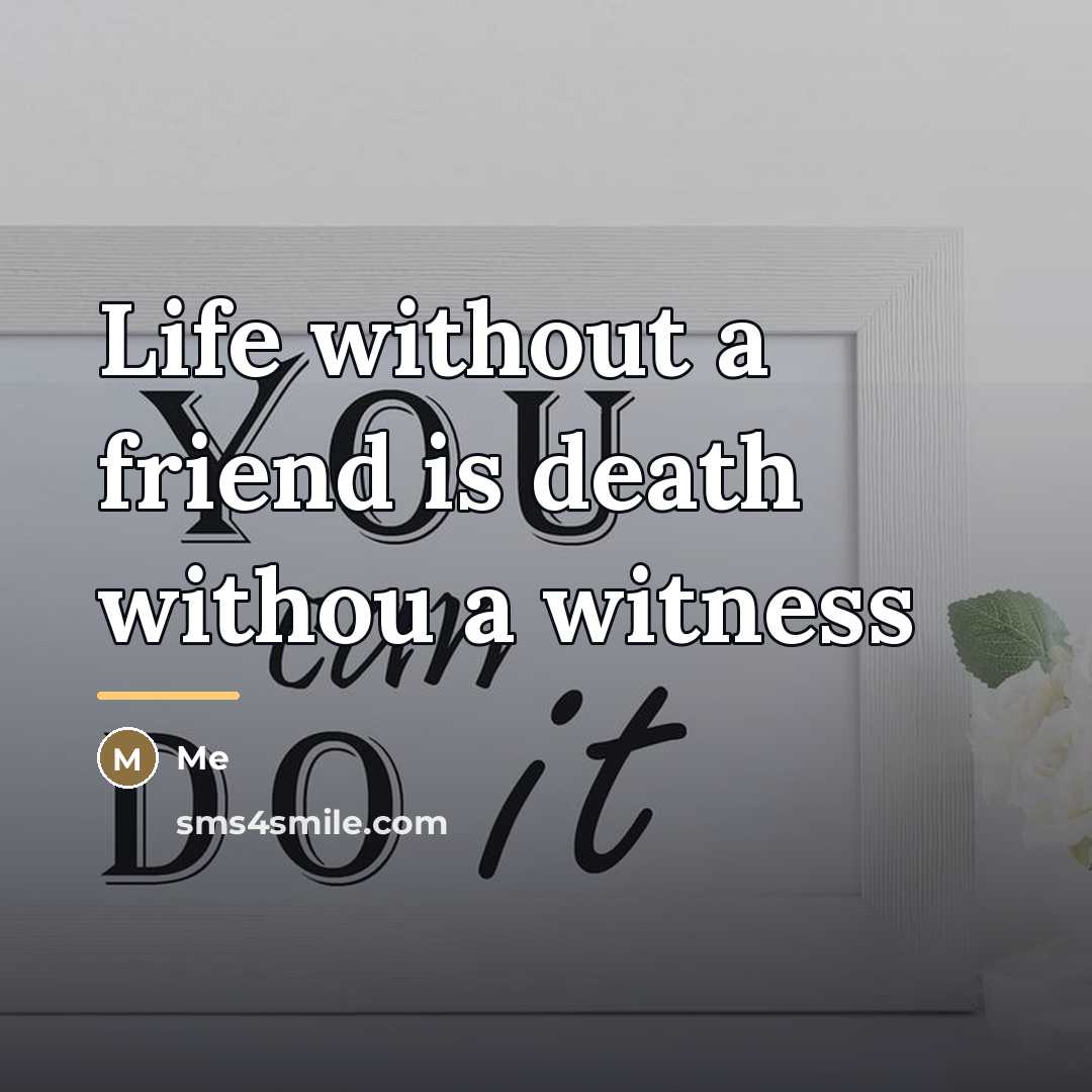 “Life without a friend is death withou a witness…” quote by Me
