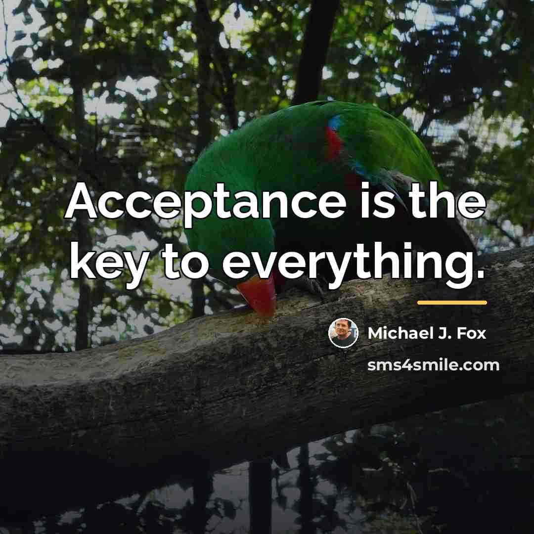 “Acceptance is the key to everything.…” quote by Michael J. Fox