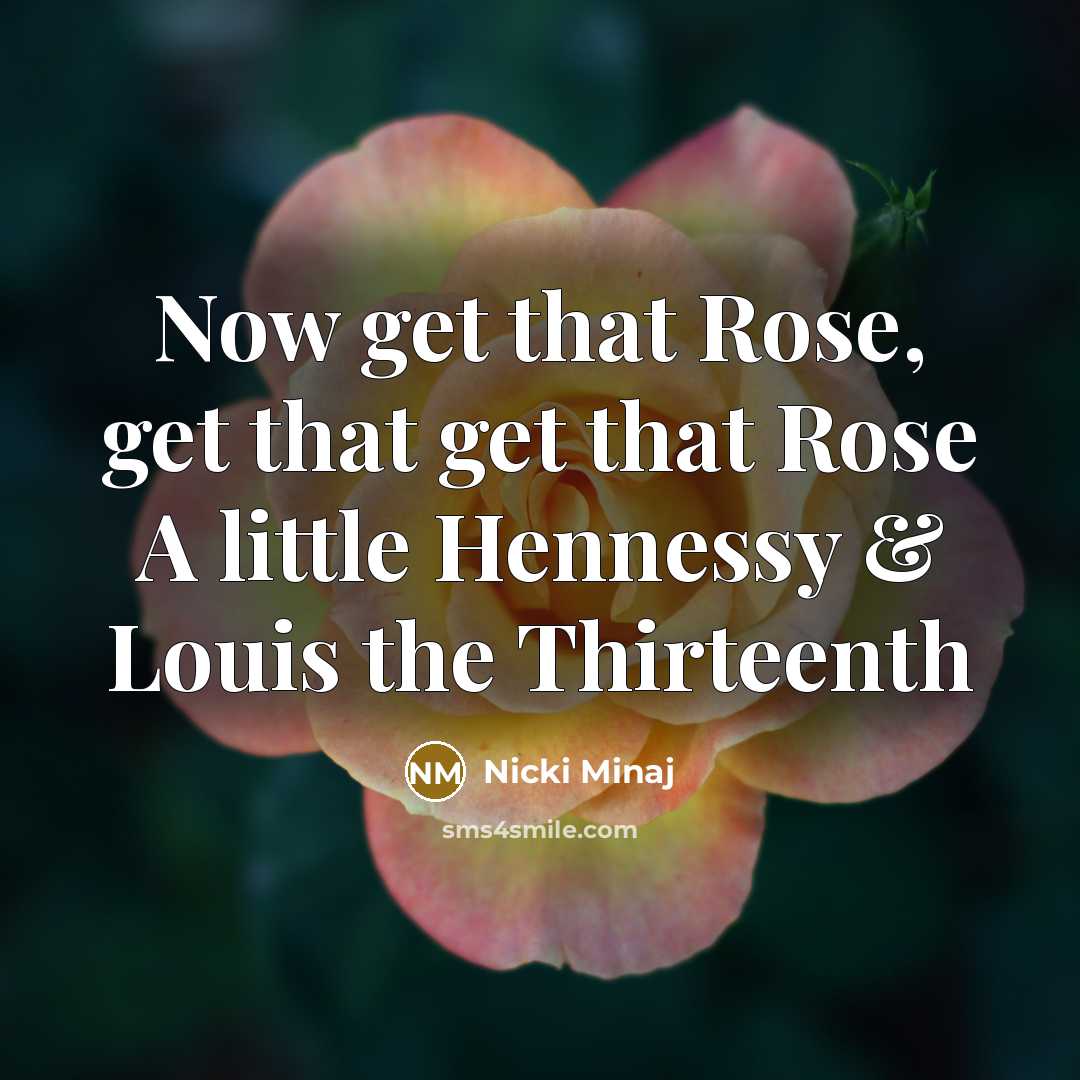 “Now get that Rose, get that get that Rose A little Hennessy & Louis the Thirteenth” quote by Nicki Minaj