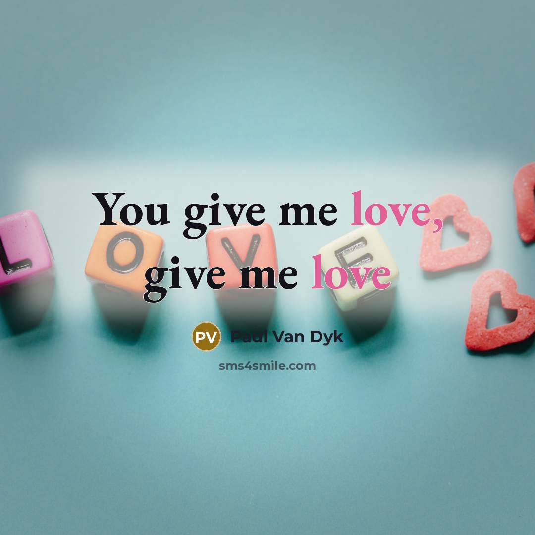 “You give me love, give me love…” quote by Paul Van Dyk