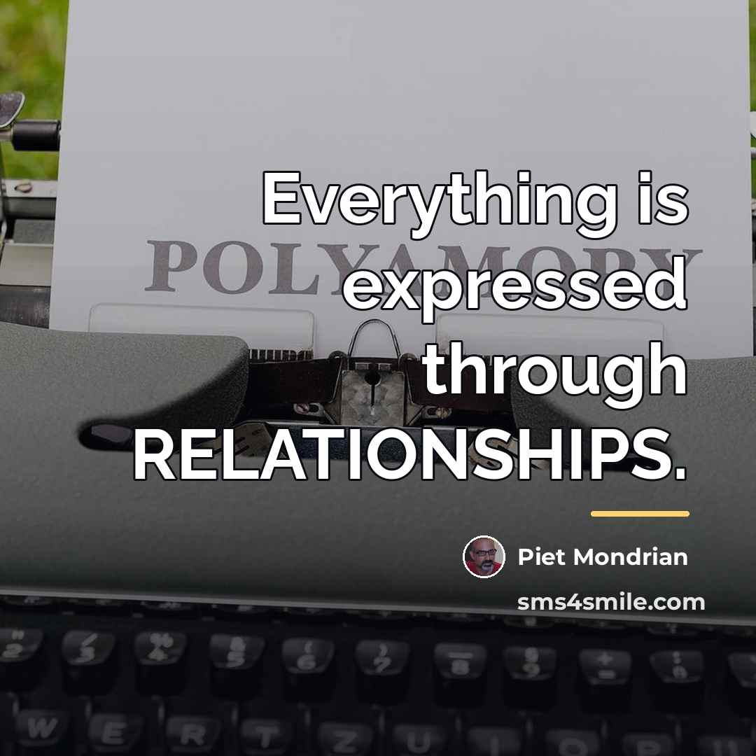 “Everything is expressed through RELATIONSHIPS.…” quote by Piet Mondrian