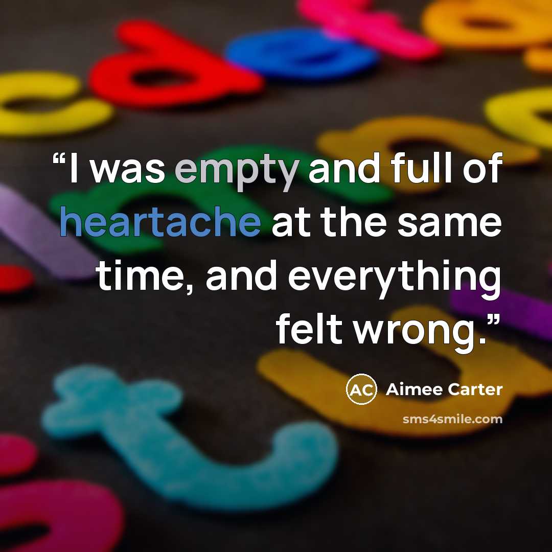 “I was empty and full of heartache at the same time, and everything felt wrong.” quote by Aimee Carter