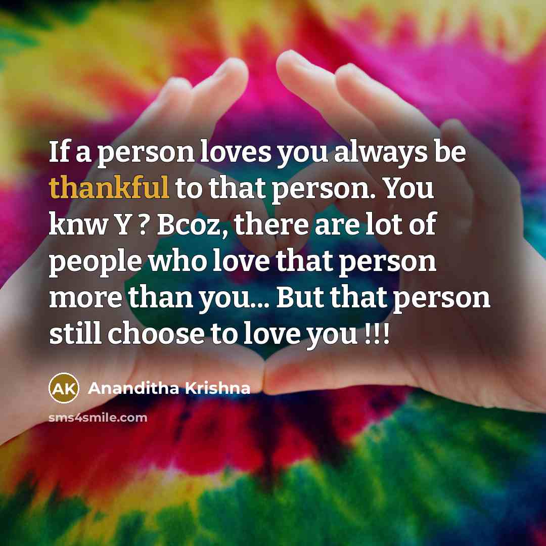 “If a person loves you always be thankful to that…” quote by Ananditha Krishna