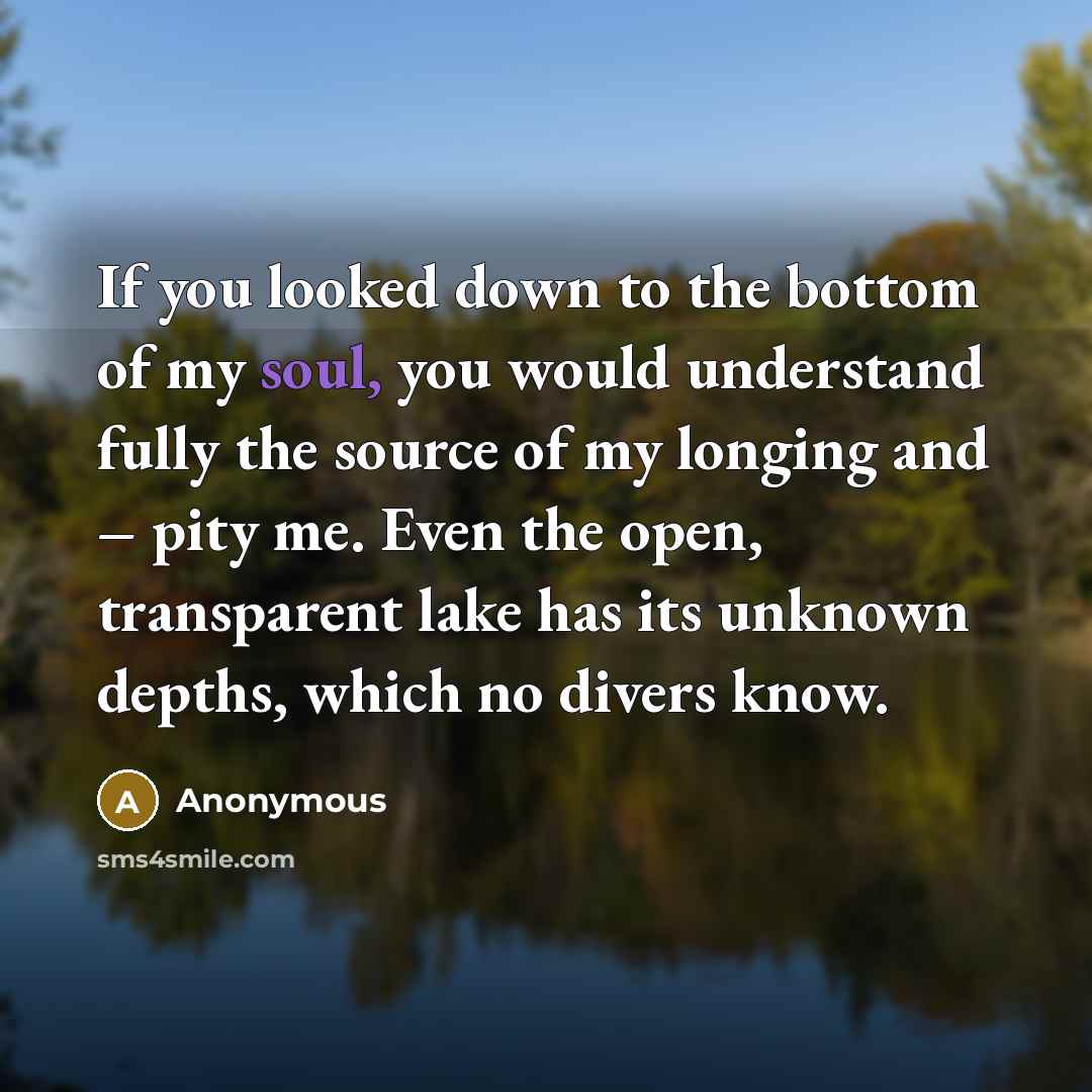 “If you looked down to the bottom of my soul,…” quote by Anonymous