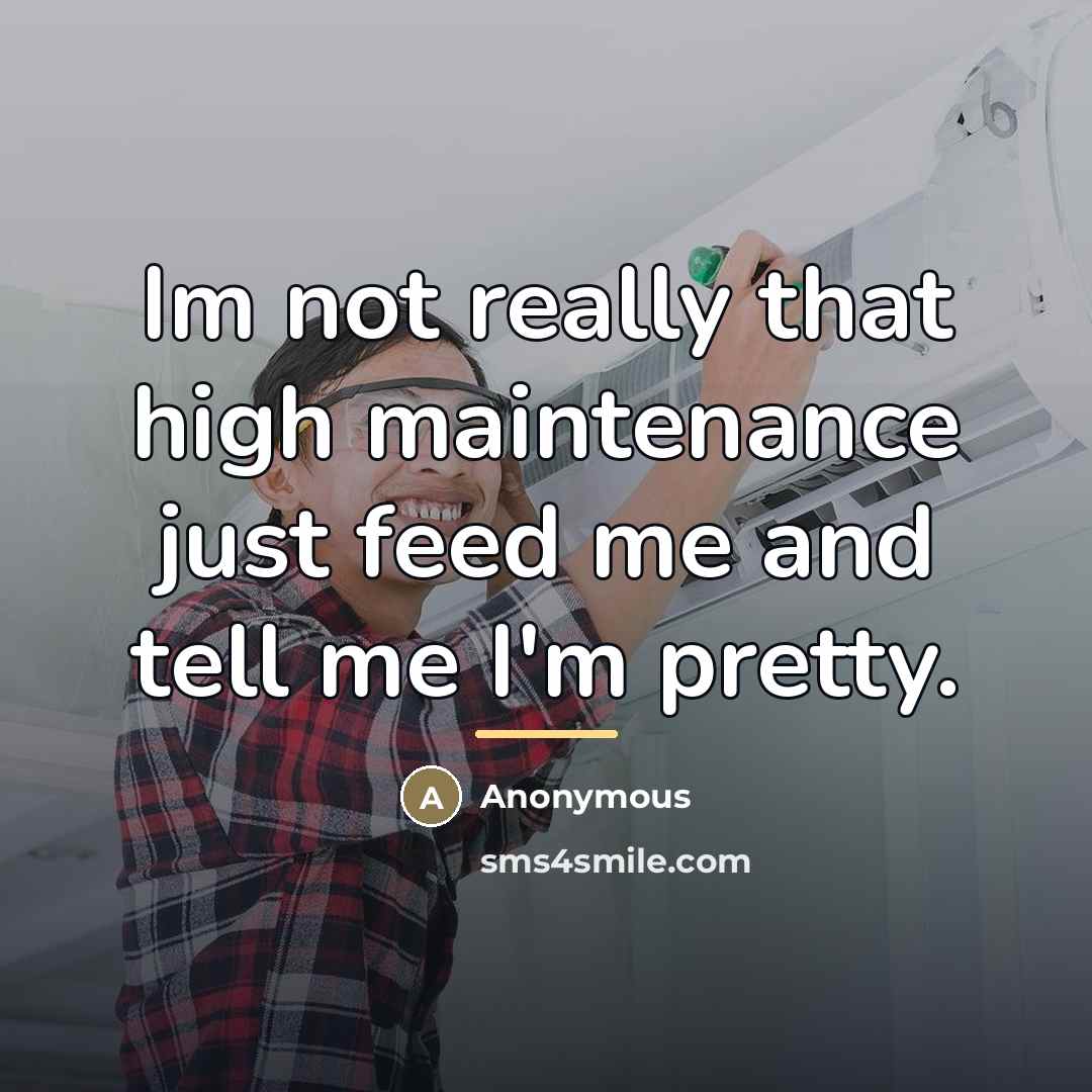 “Im not really that high maintenance just feed me and…” quote by Anonymous