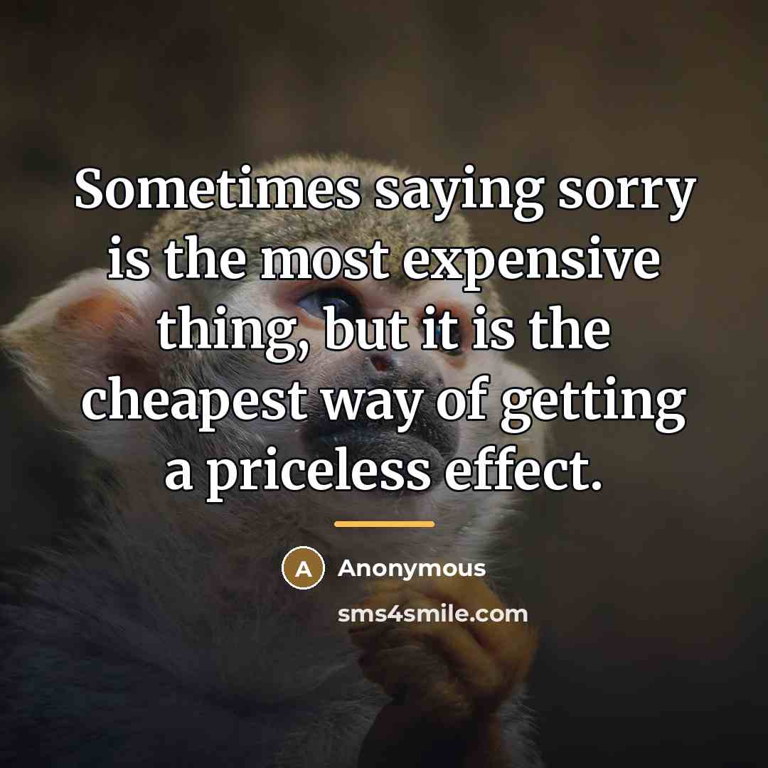 “Sometimes saying sorry is the most expensive thing, but it…” quote by Anonymous
