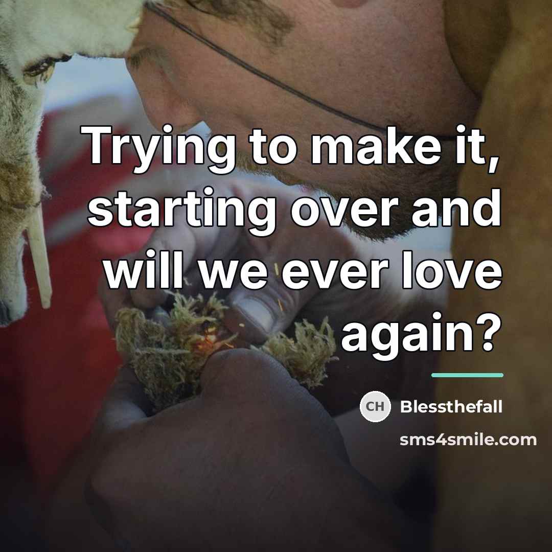 “Trying to make it, starting over and will we ever…” quote by Blessthefall