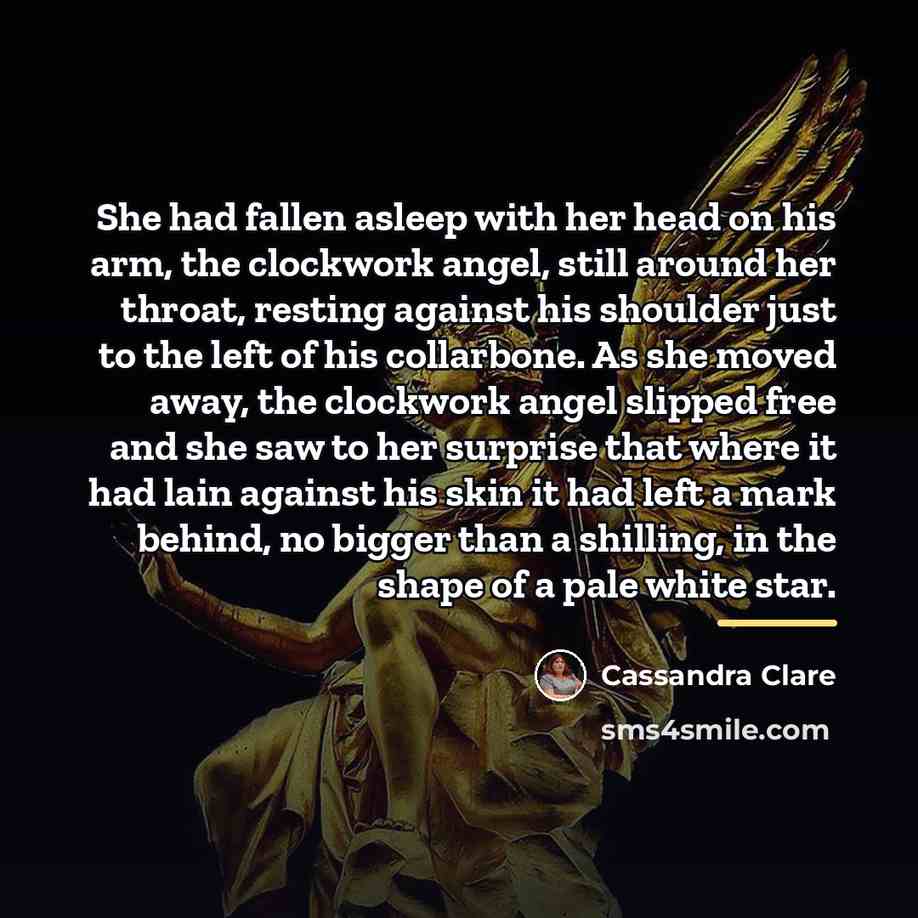 “She had fallen asleep with her head on his arm,…” quote by Cassandra Clare