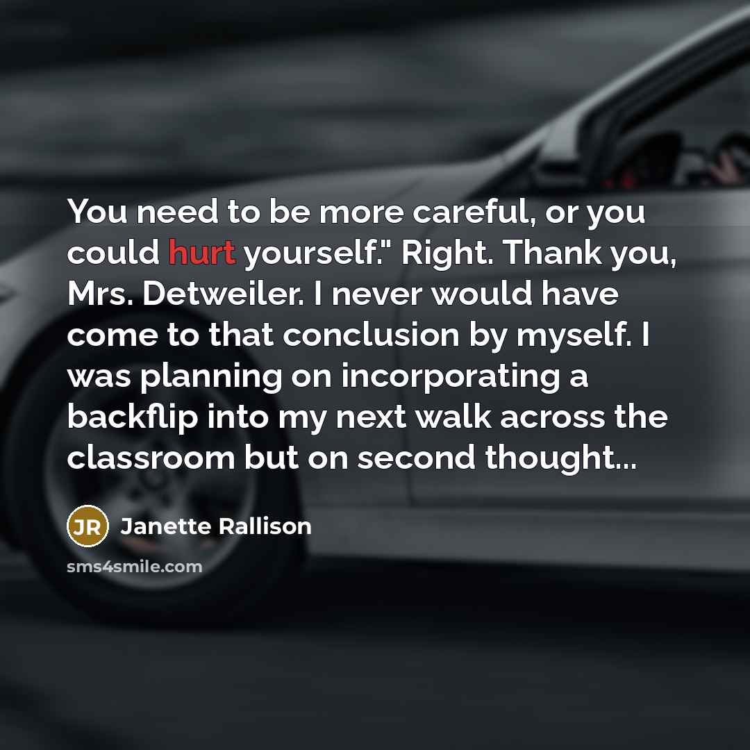“You need to be more careful, or you could hurt…” quote by Janette Rallison