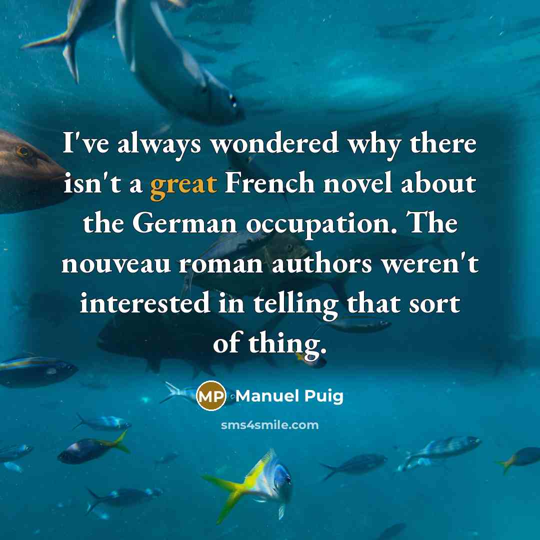 “I've always wondered why there isn't a great French novel…” quote by Manuel Puig