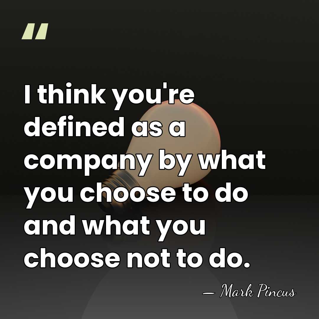 I think you're defined as a company by what you choose to&hellip; - Mark Pincus