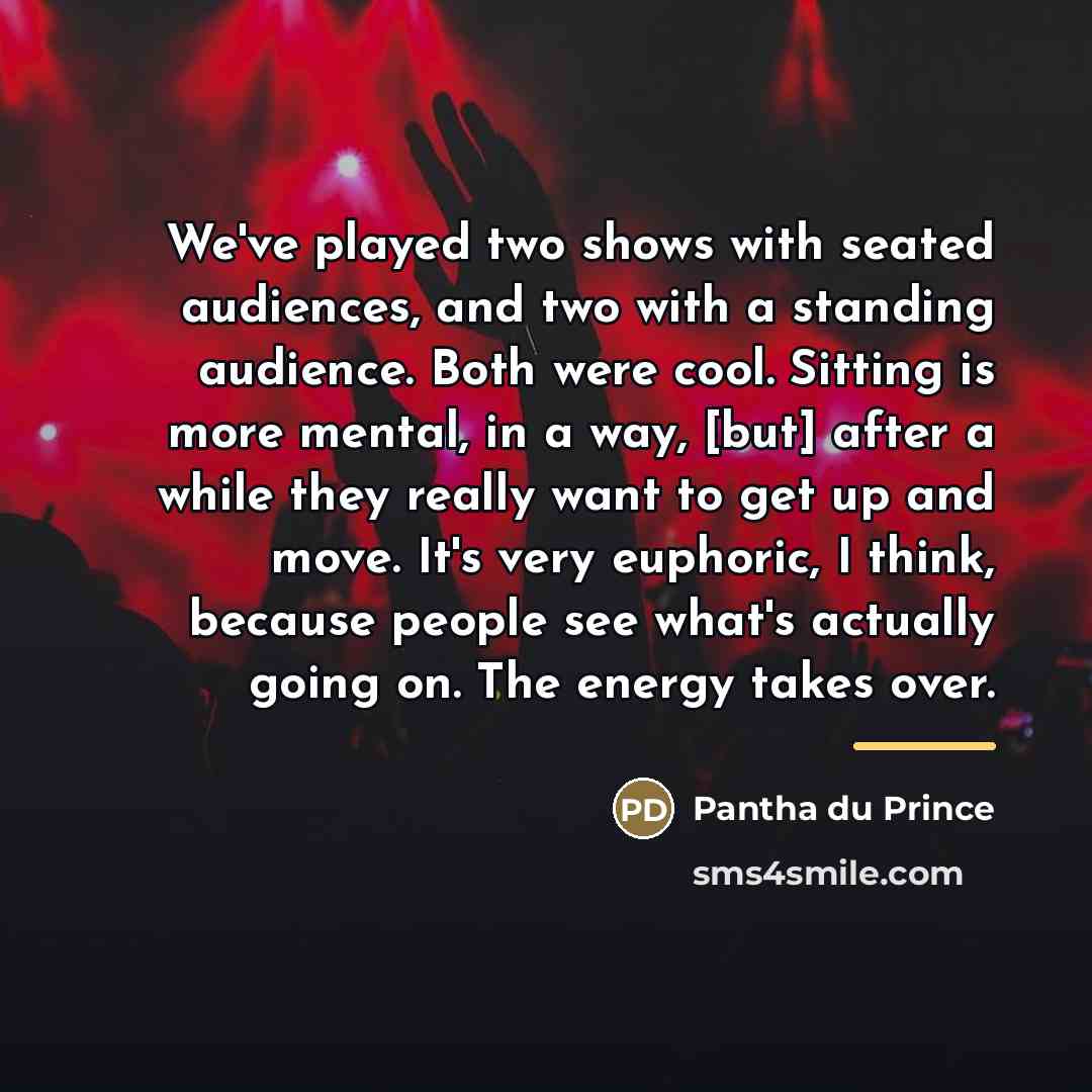 “We've played two shows with seated audiences, and two with…” quote by Pantha du Prince