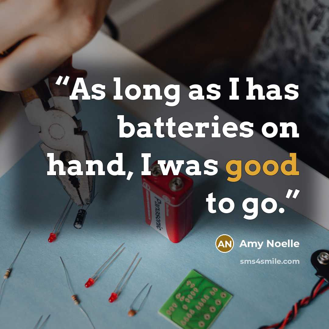“As long as I has batteries on hand, I was good to go.” quote by Amy Noelle