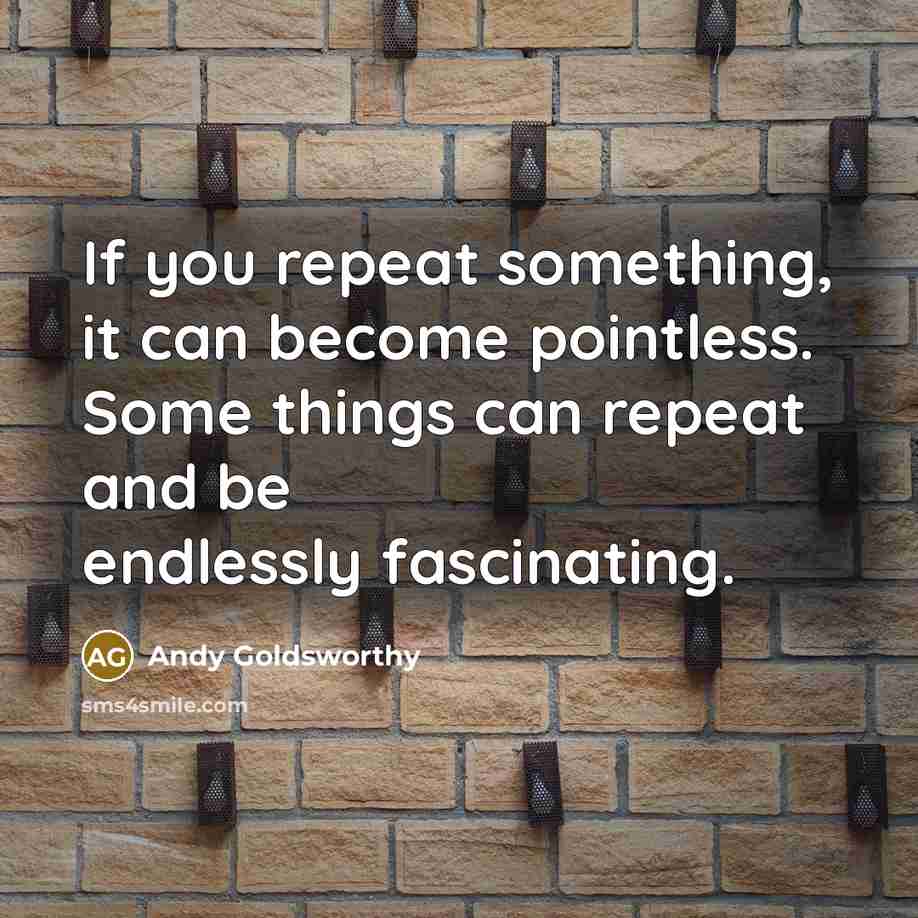 “If you repeat something, it can become pointless. Some things…” quote by Andy Goldsworthy