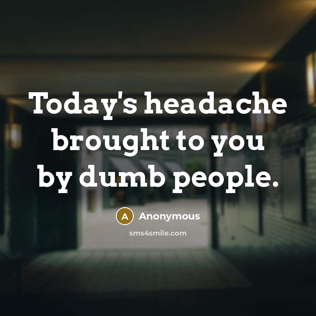 “Today's headache brought to you by dumb people.” quote by Anonymous