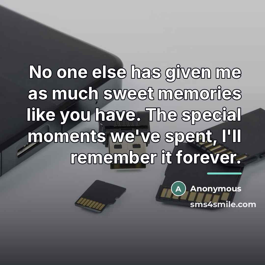 “No one else has given me as much sweet memories…” quote by Anonymous