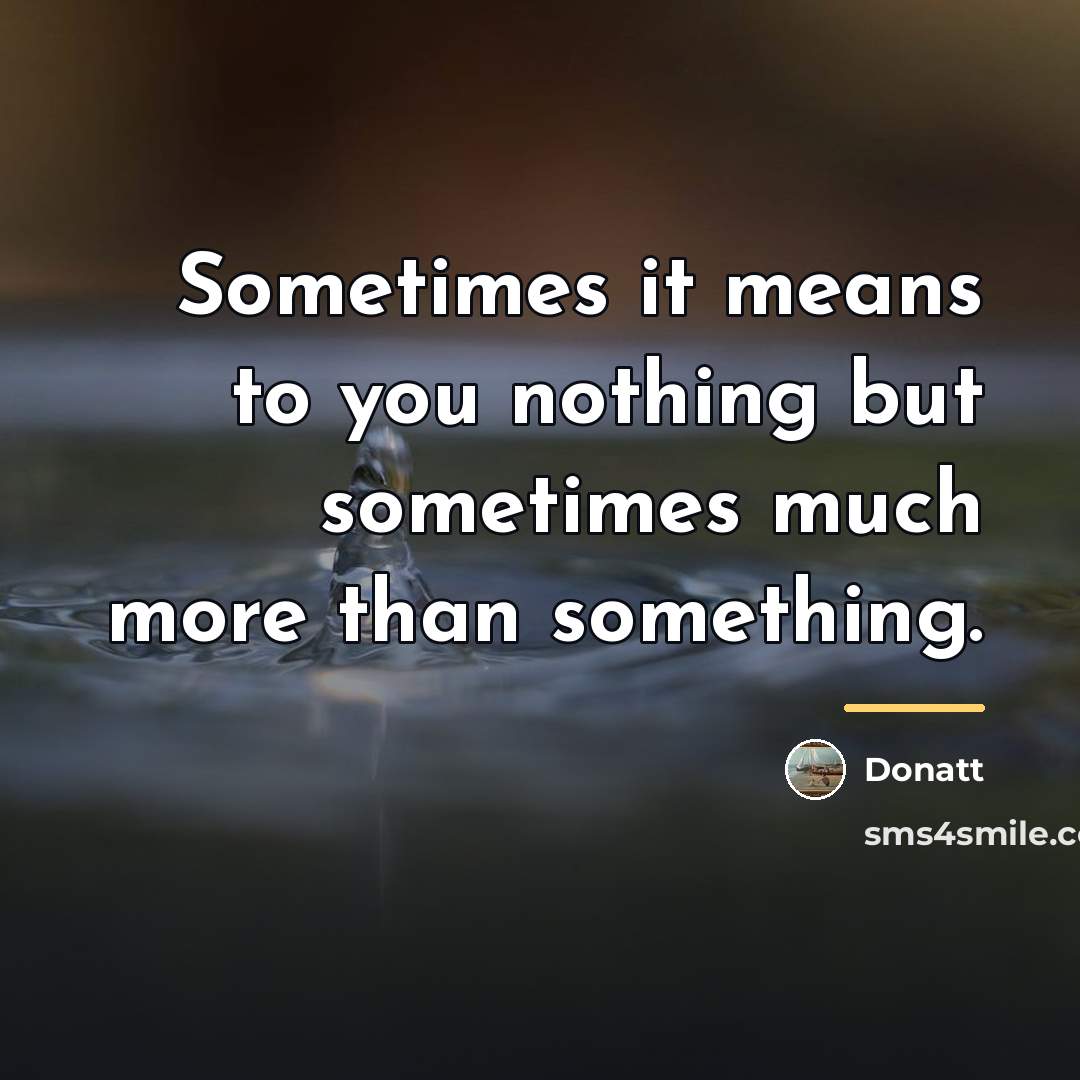 “Sometimes it means to you nothing but sometimes much more…” quote by Donatt