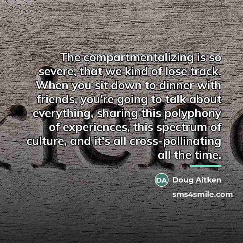“The compartmentalizing is so severe, that we kind of lose…” quote by Doug Aitken
